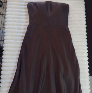 Ann Taylor 100% Silk Strapless Dress Size 2 Chocolate Brown  Holiday Party Event